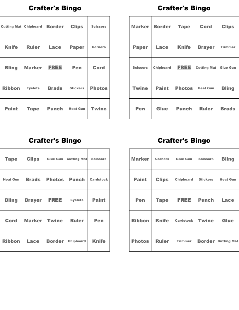 Crafter's Bingo