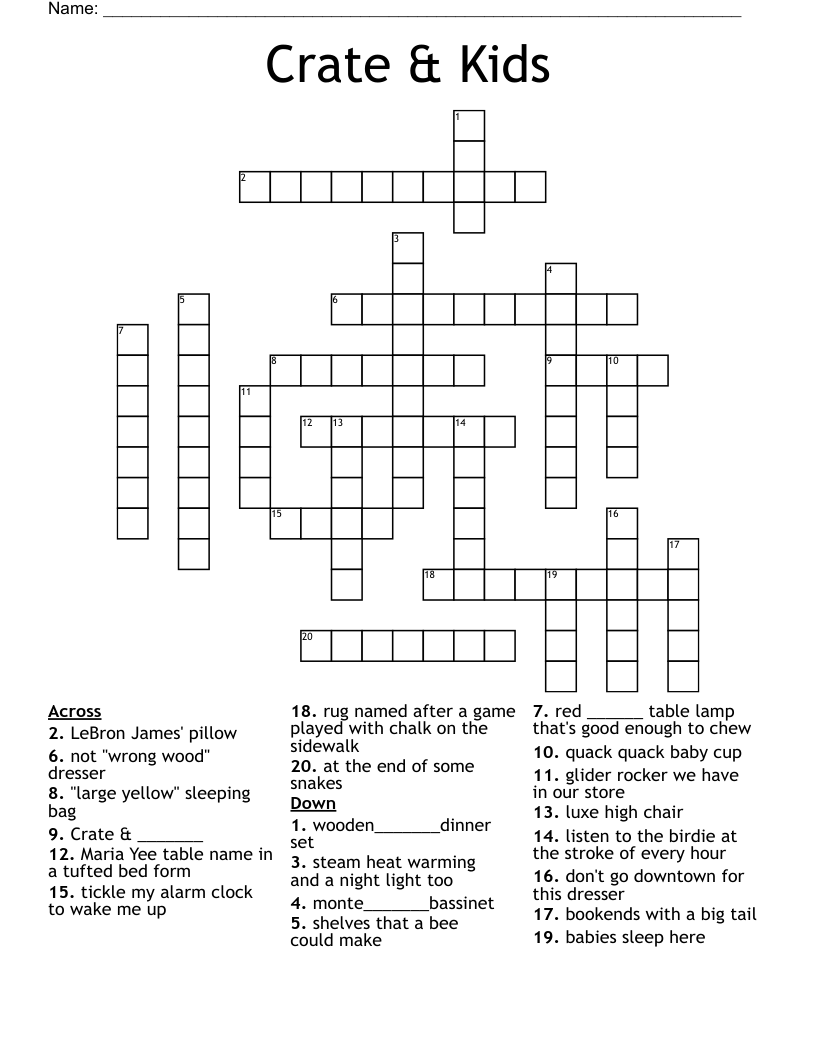 Crate & Kids Crossword