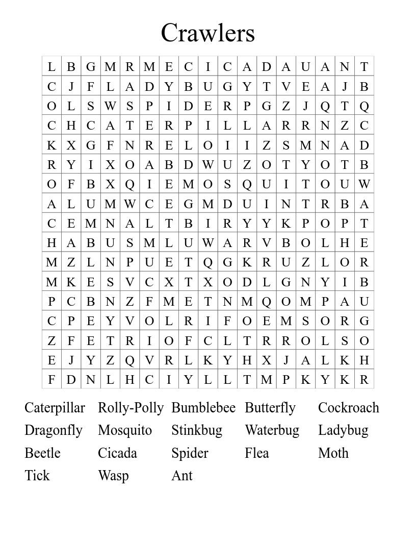 Crawlers Word Search