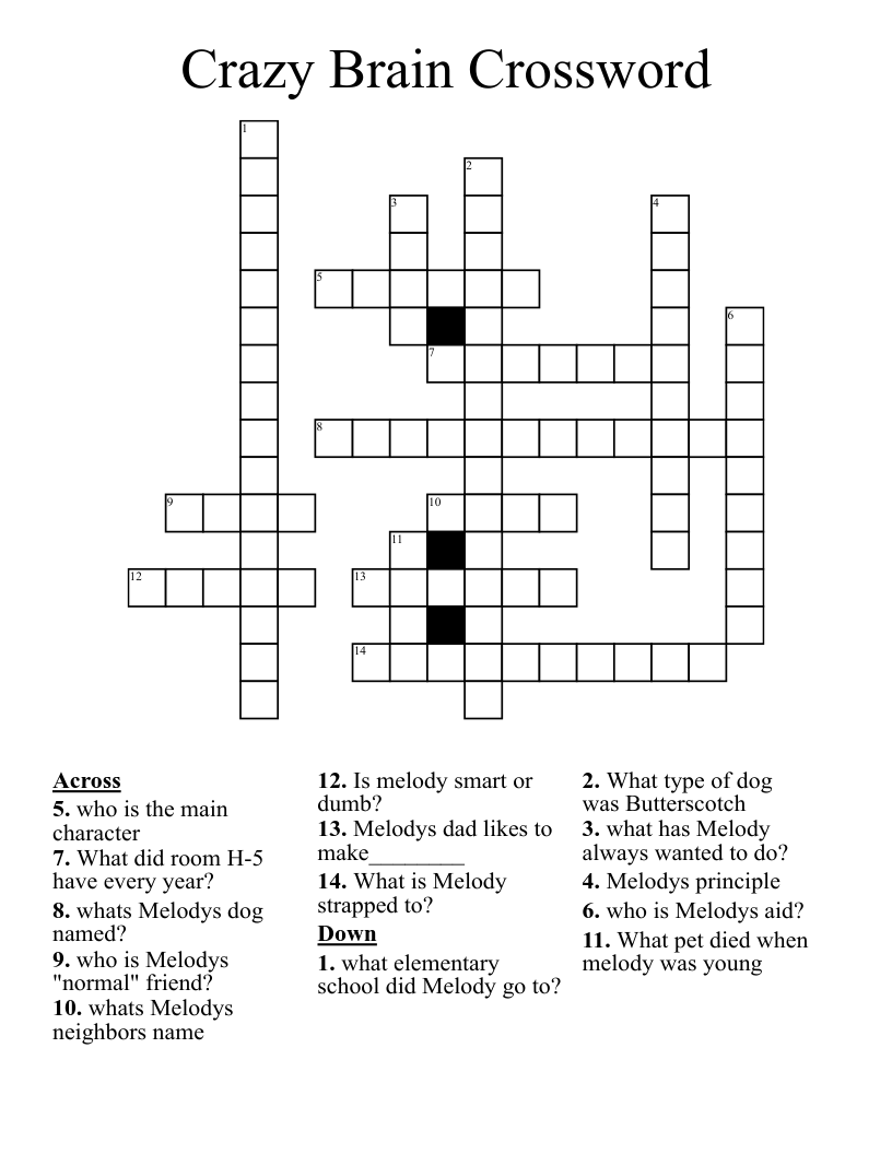 Crazy Brain Crossword