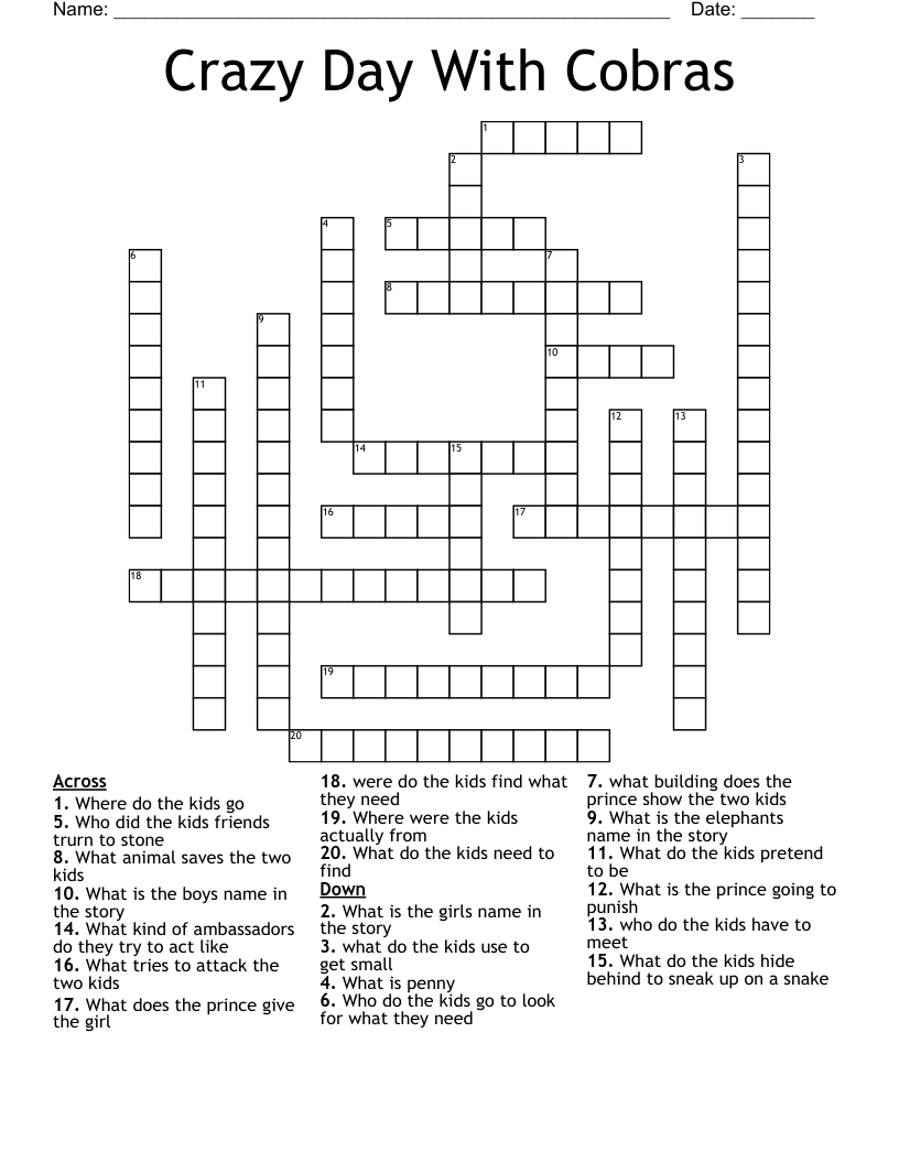 Crazy Day With Cobras Crossword