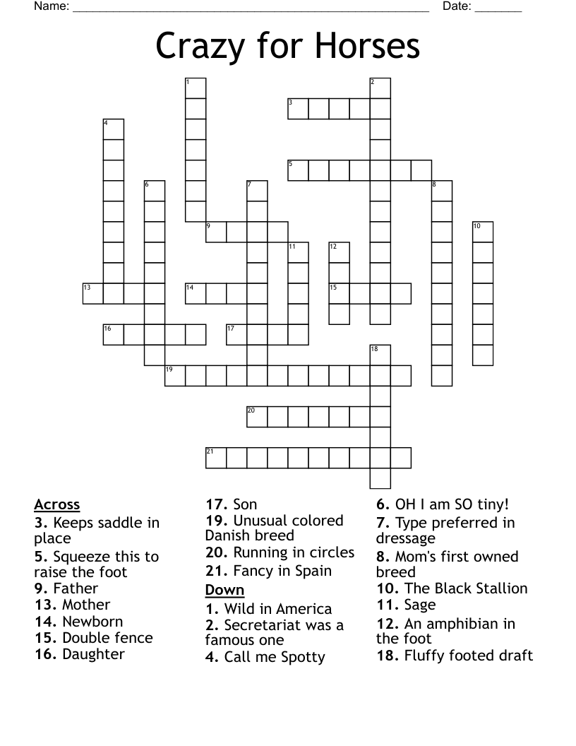 Crazy for Horses Crossword