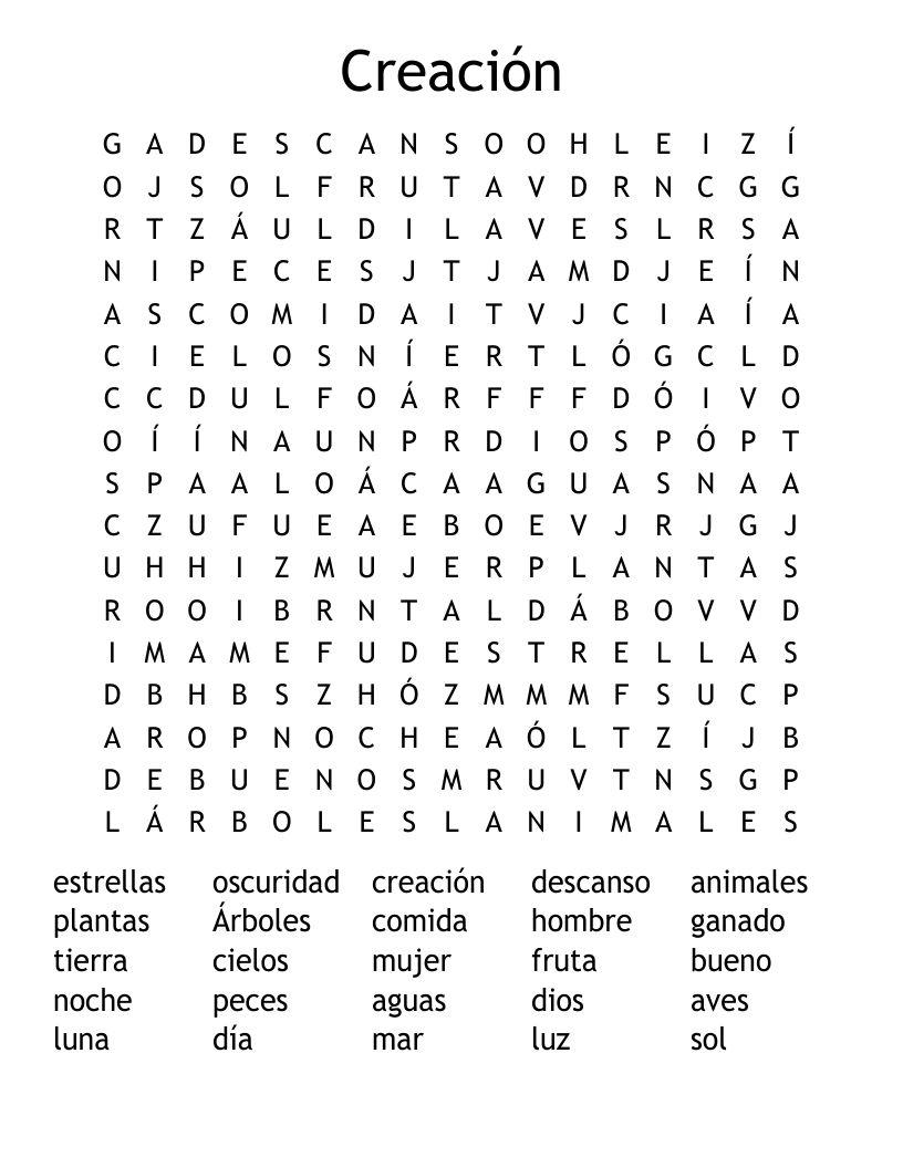 Creación Word Search