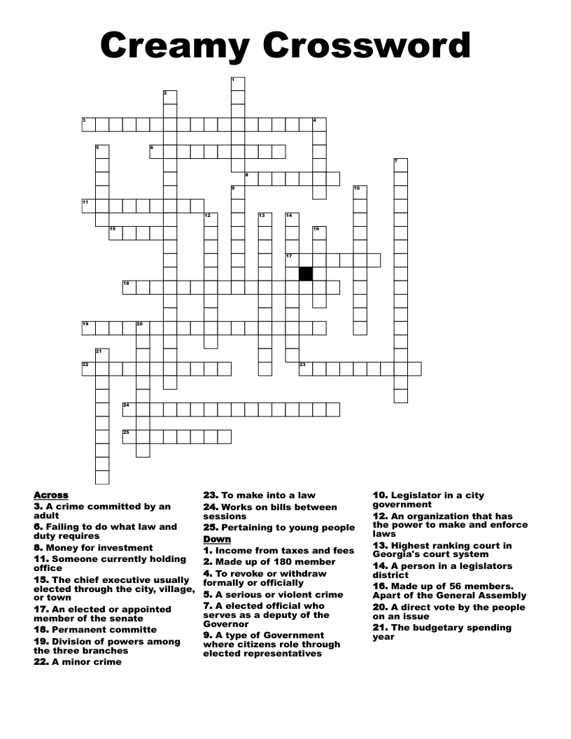 Creamy Crossword