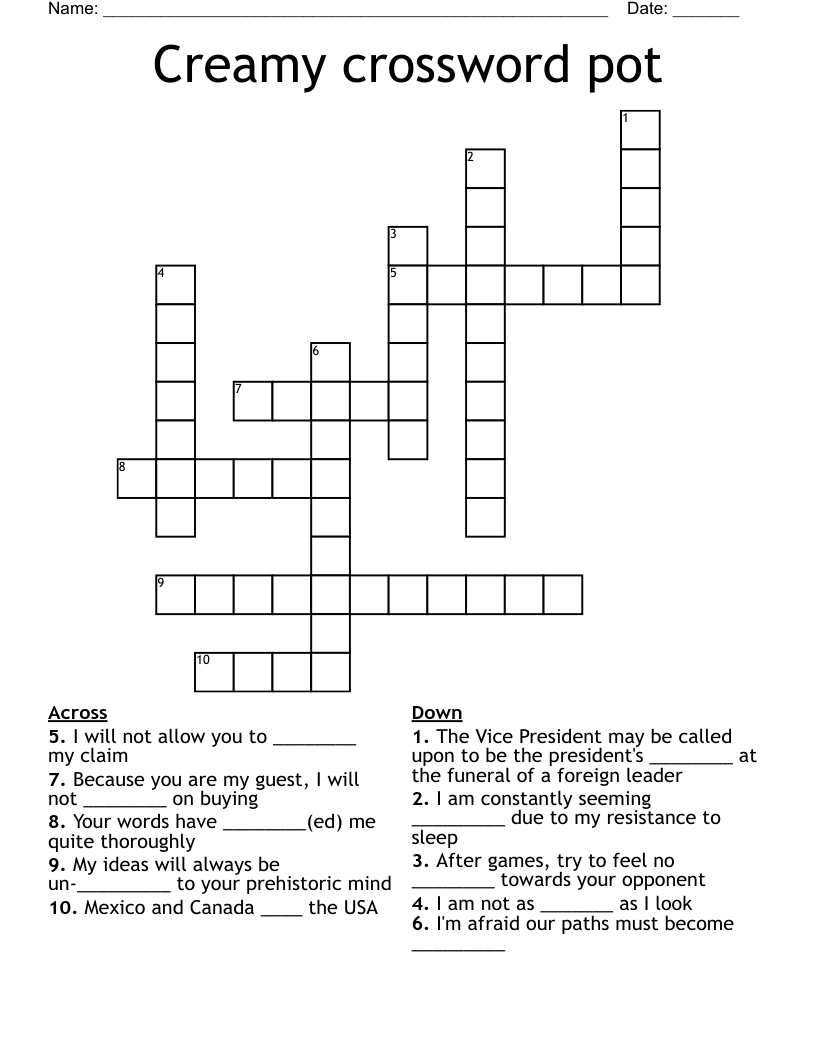Creamy crossword pot