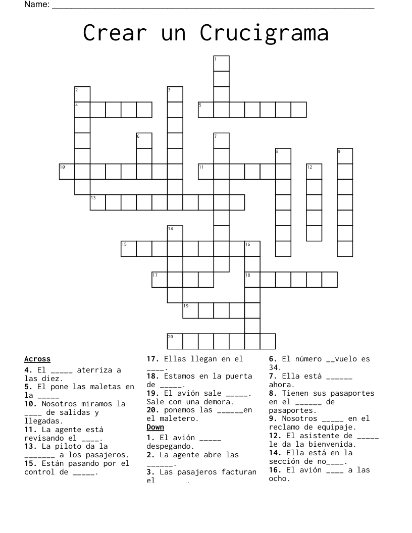 Crear un Crucigrama Crossword