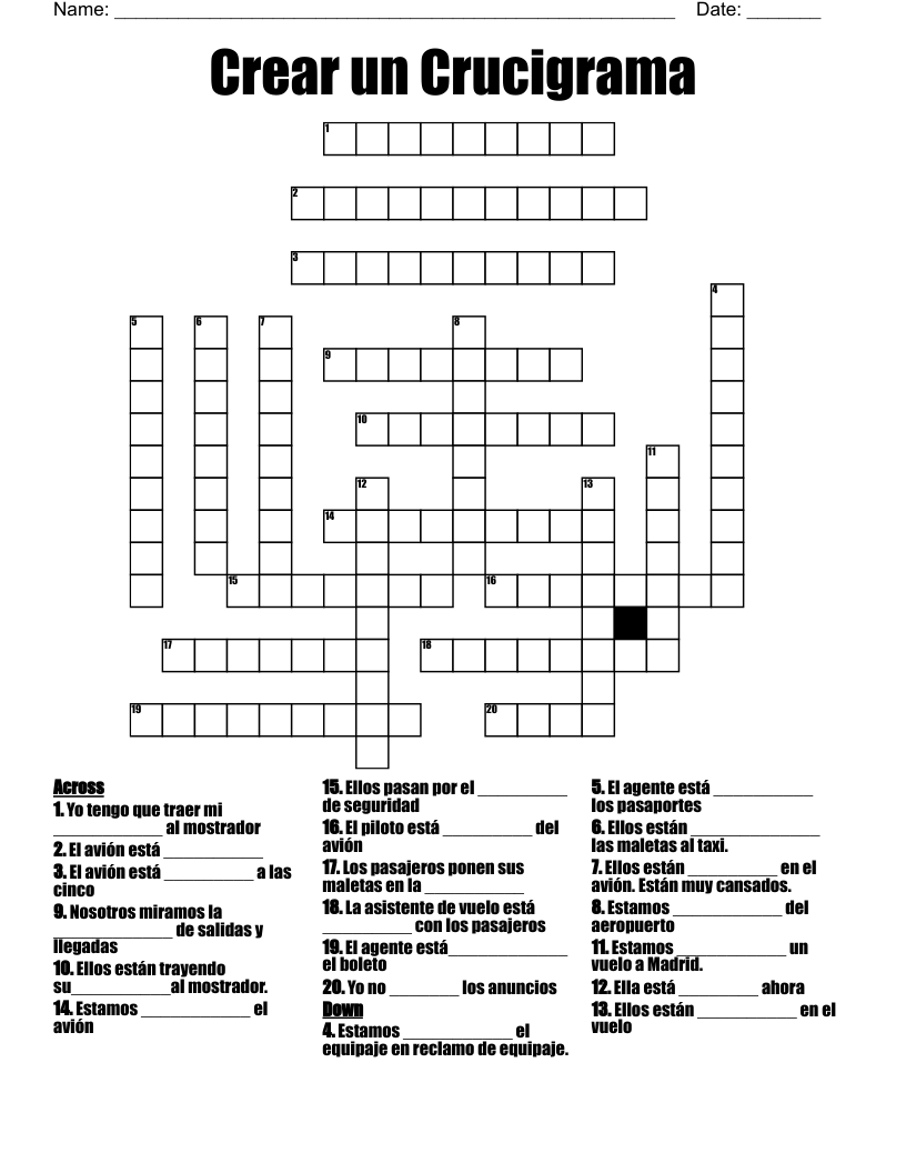 Crear un Crucigrama Crossword