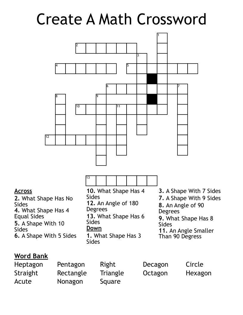 Create A Math Crossword