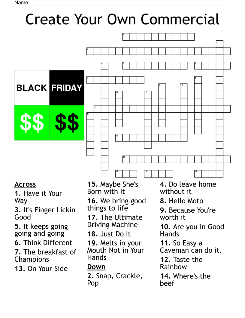 Create Your Own Commercial Crossword