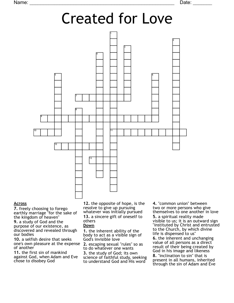 Created for Love Crossword