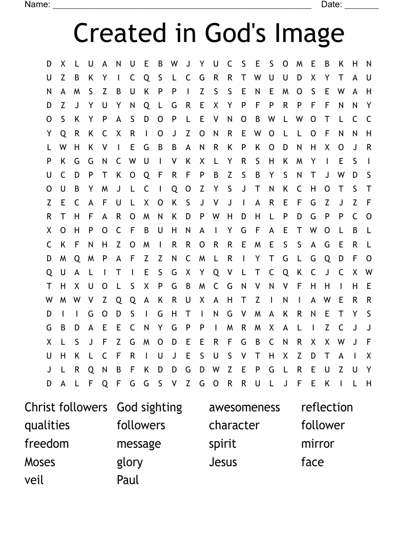 Created in God's Image Word Search