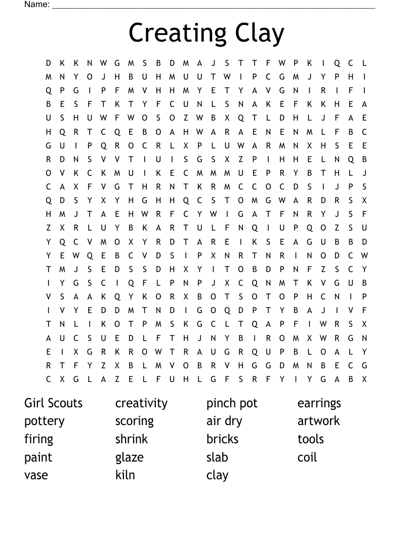 Creating Clay Word Search