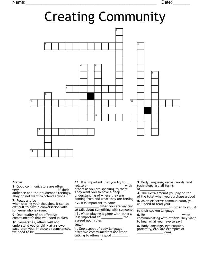 Creating Community Crossword