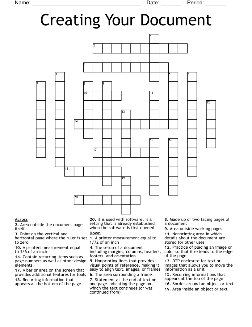 Creating Your Document Crossword