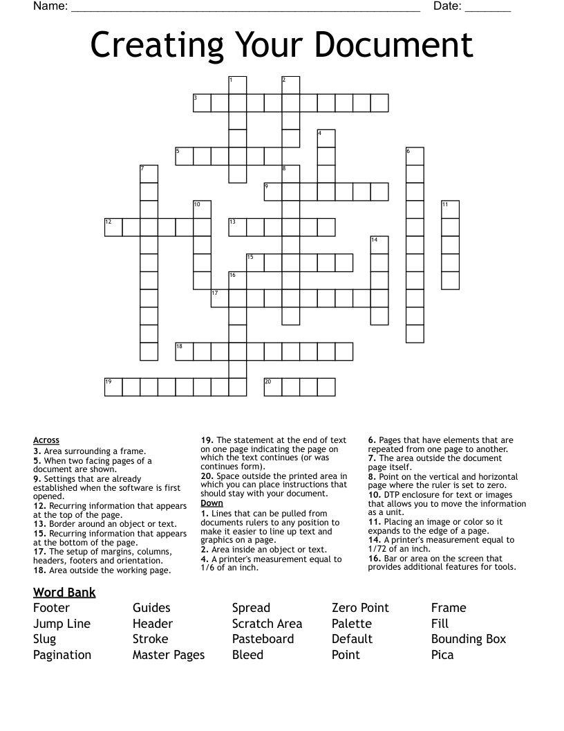 Creating Your Document  Crossword