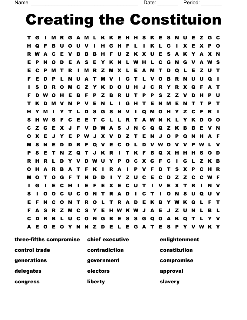 Creating the Constituion Word Search