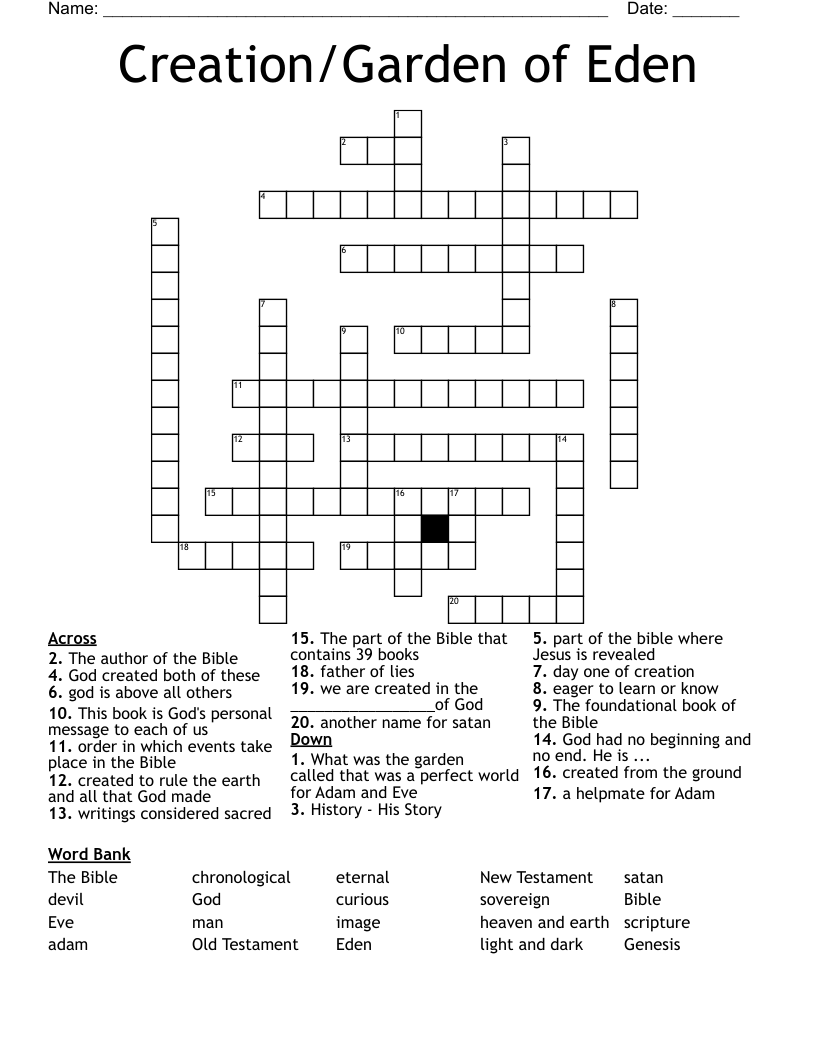 Creation/Garden of Eden Crossword