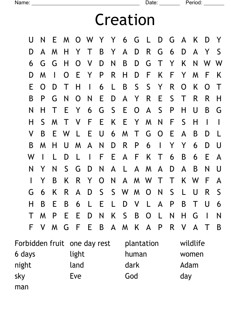 Creation Word Search