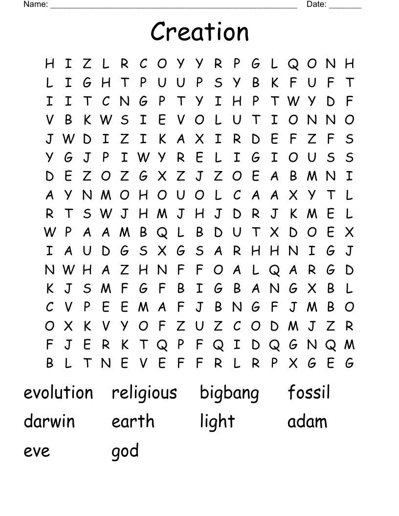 Creation Word Search