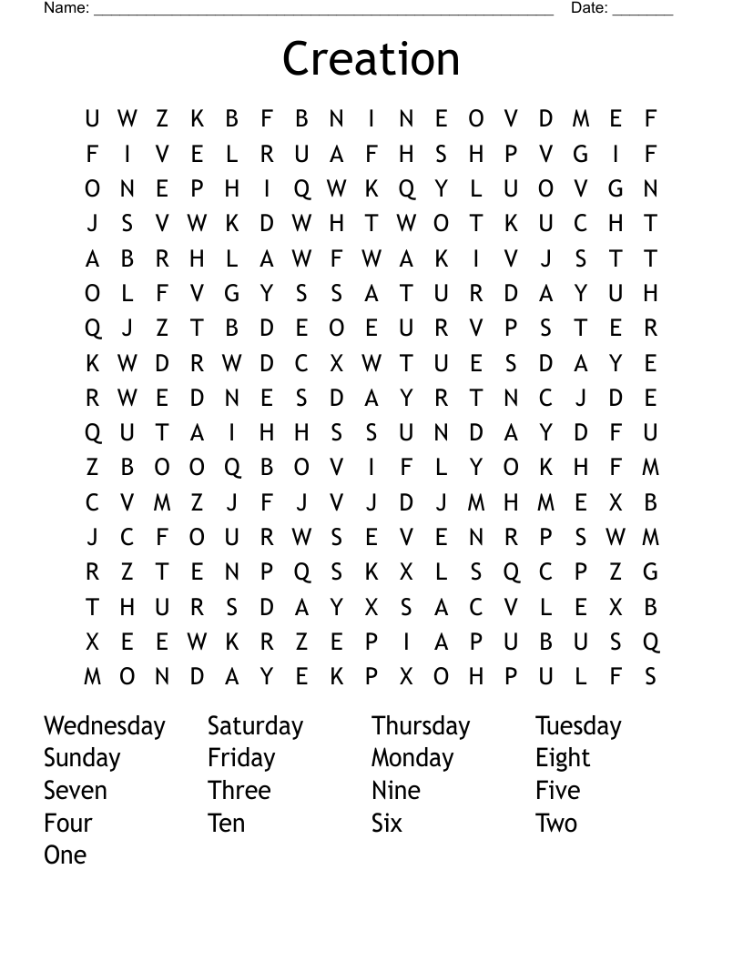 Creation Word Search