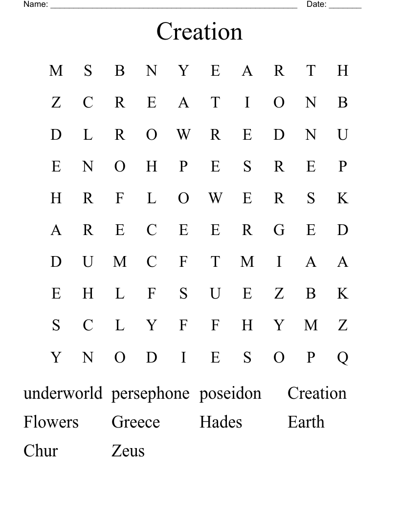 Creation Word Search