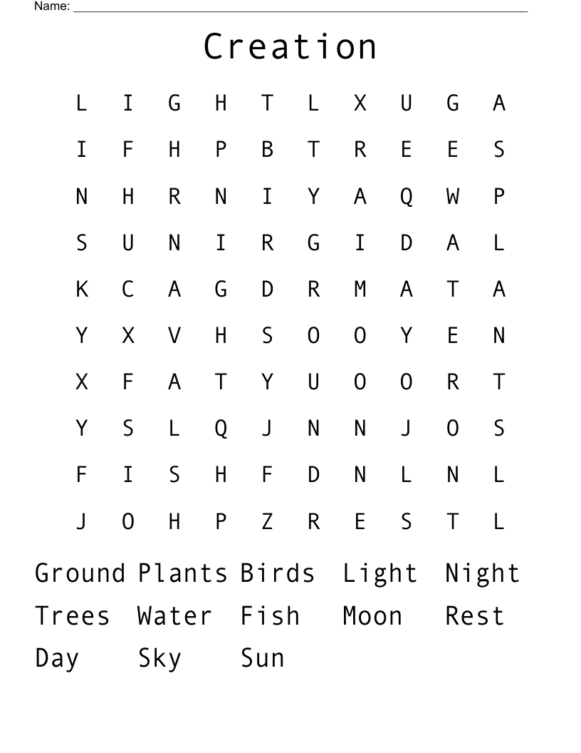 Creation Word Search