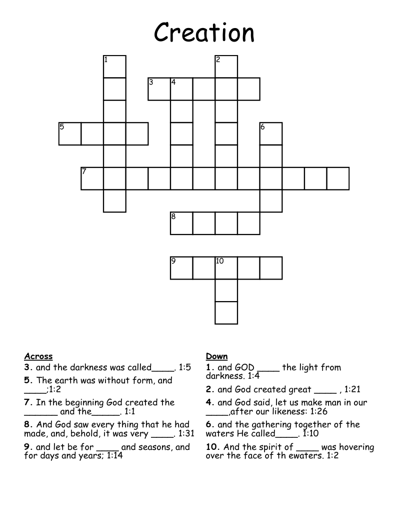 Creation Crossword