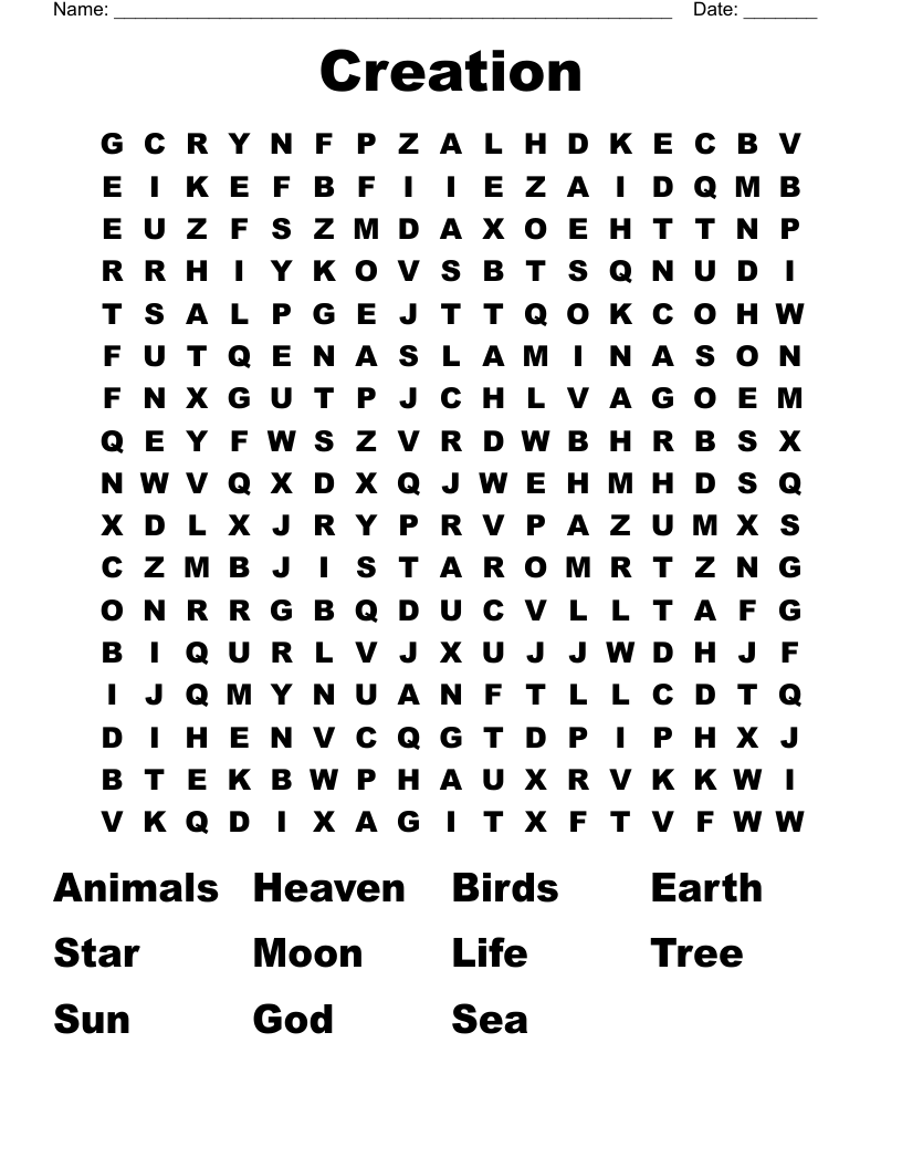 Creation Word Search