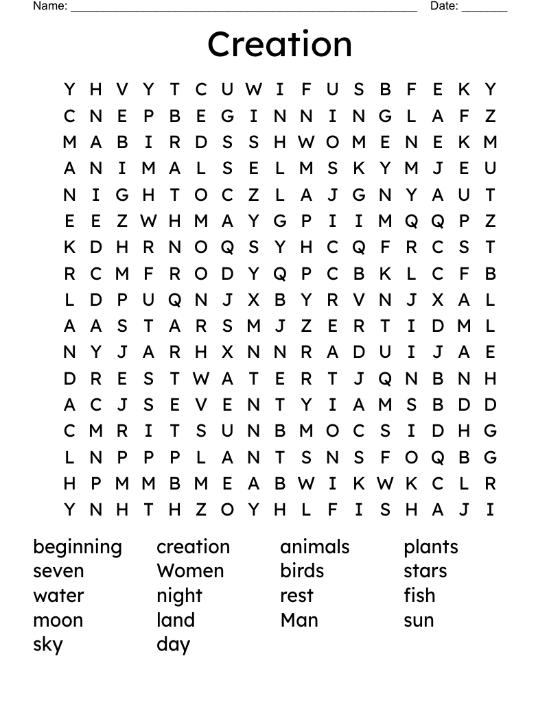 Creation Word Search