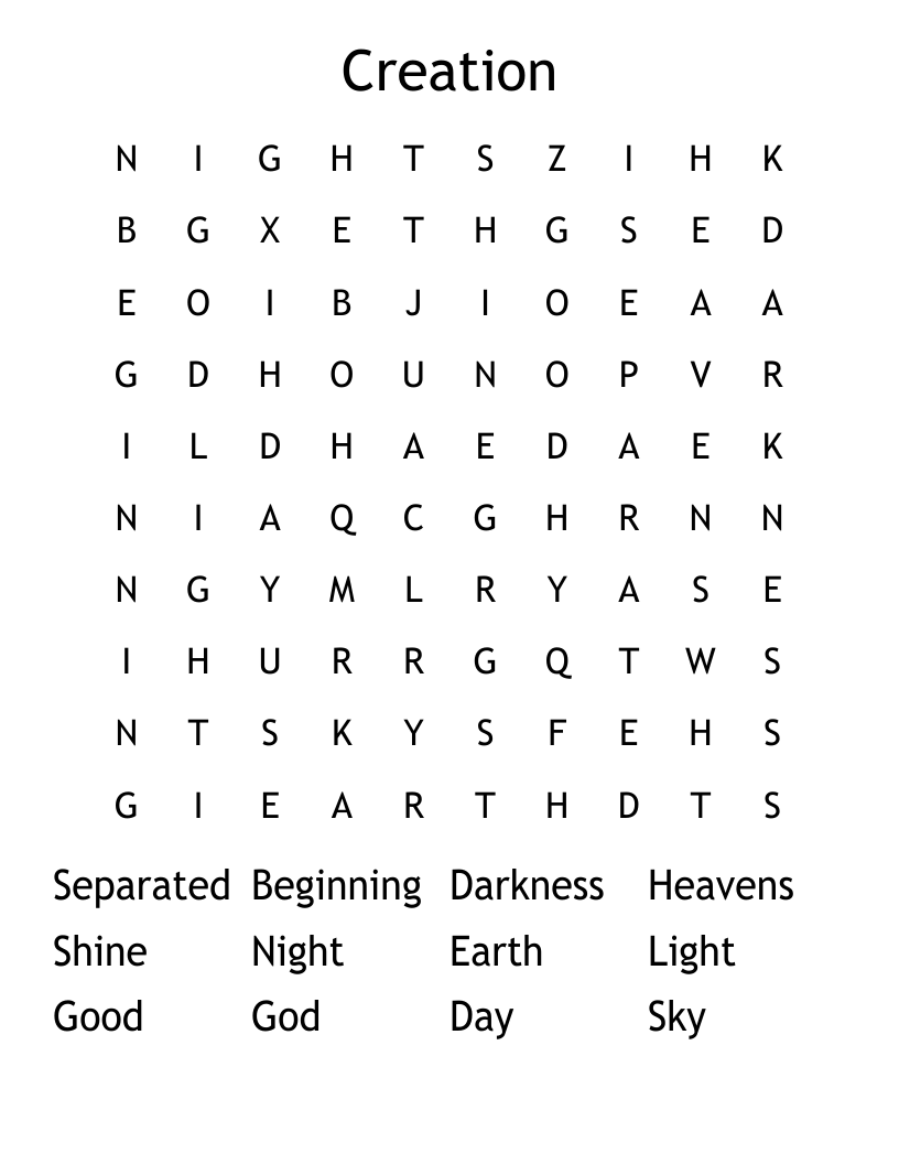 Creation Word Search