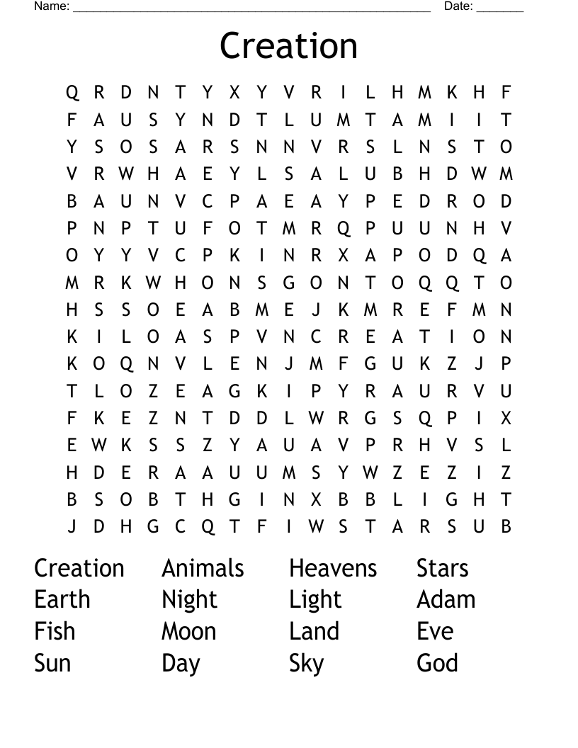 Creation Word Search