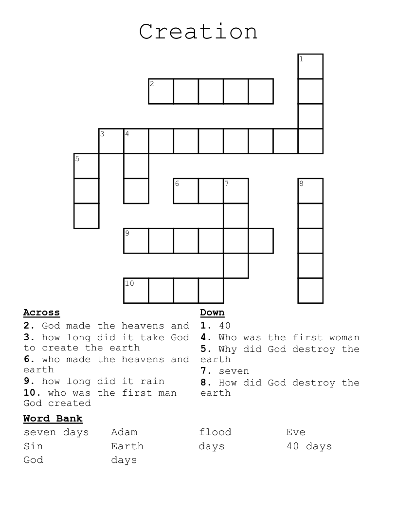 Creation Crossword