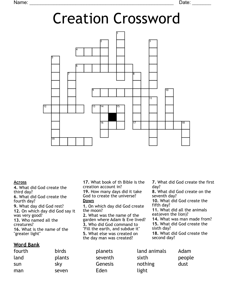 Creation Crossword