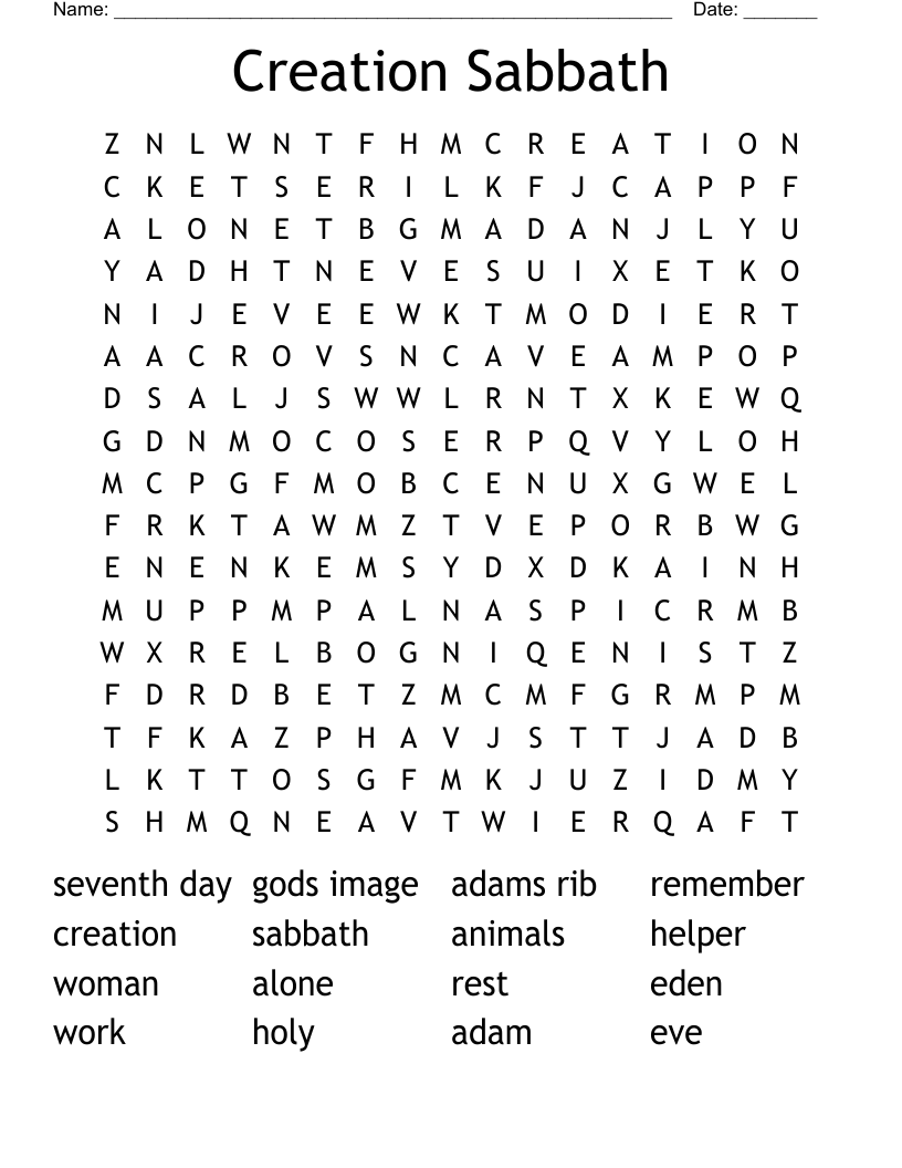 Creation Sabbath Word Search