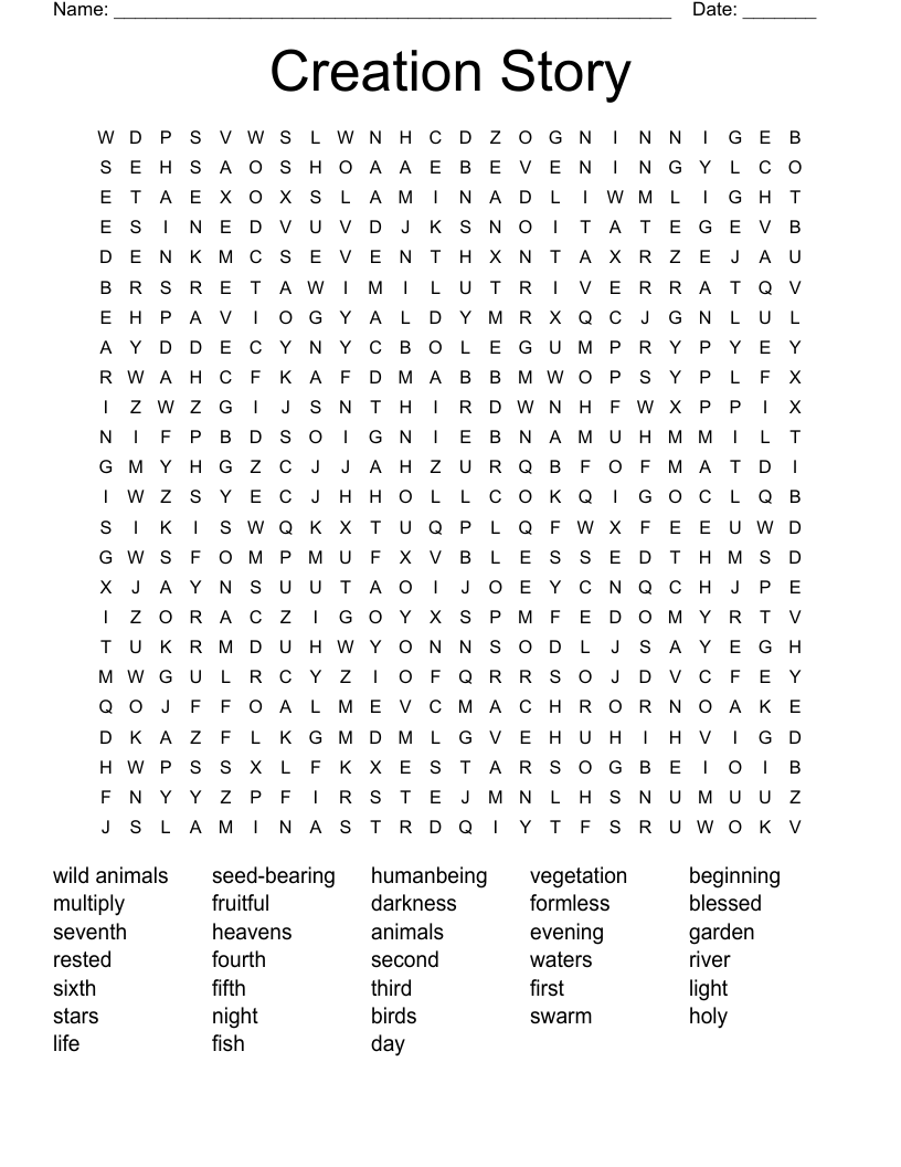 Creation Story Word Search