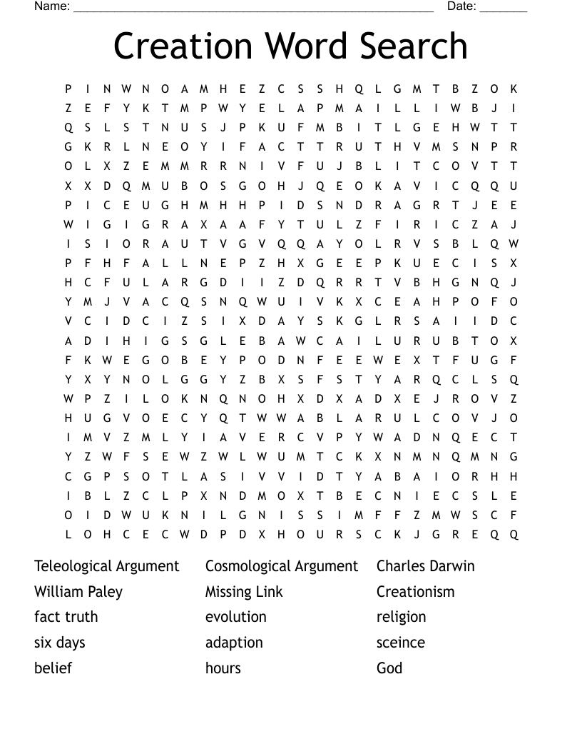 Creation Word Search