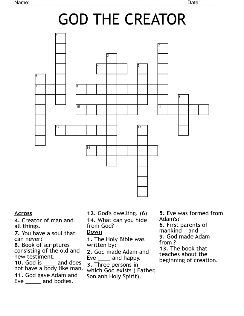 GOD THE CREATOR Crossword