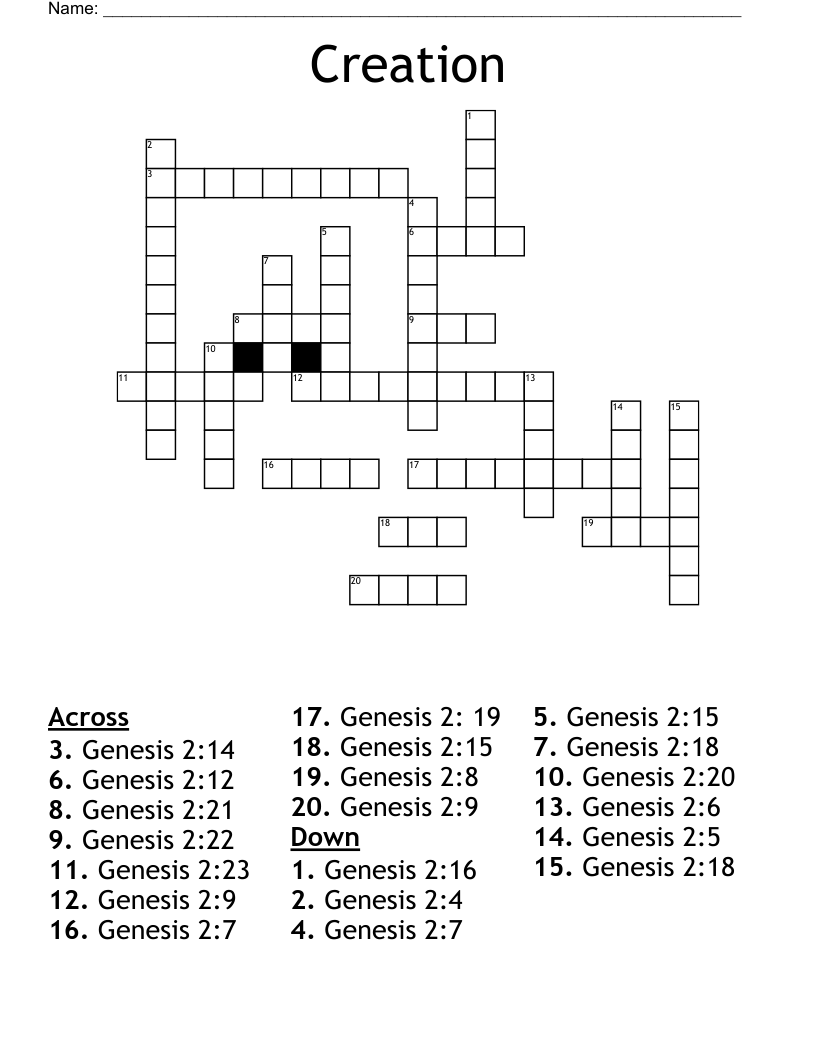Creation  Crossword