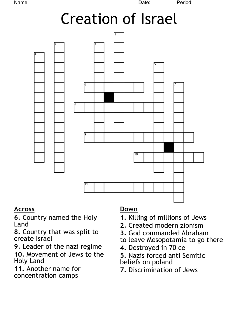 Creation of Israel Crossword