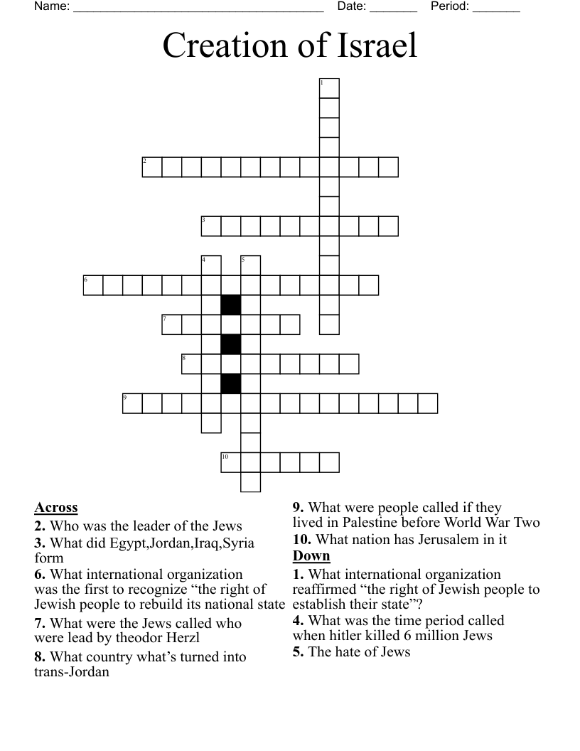 Creation of Israel  Crossword