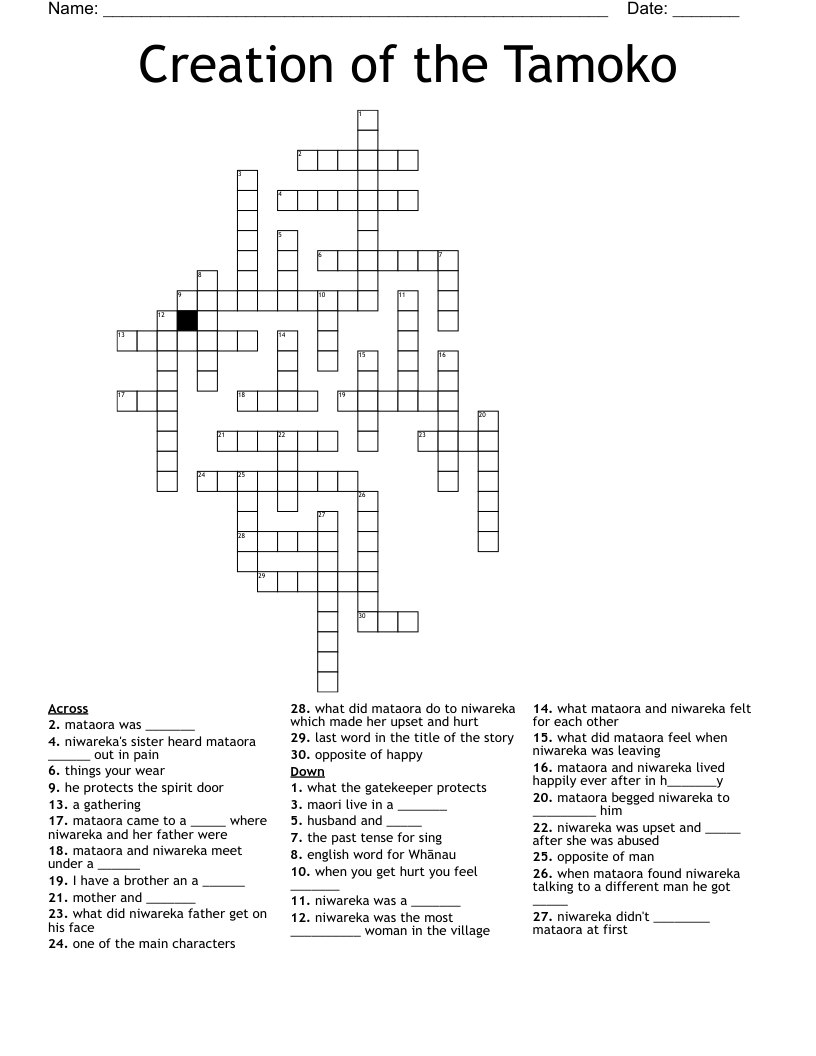 Creation of the Tamoko Crossword