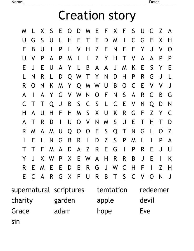 Creation story Word Search