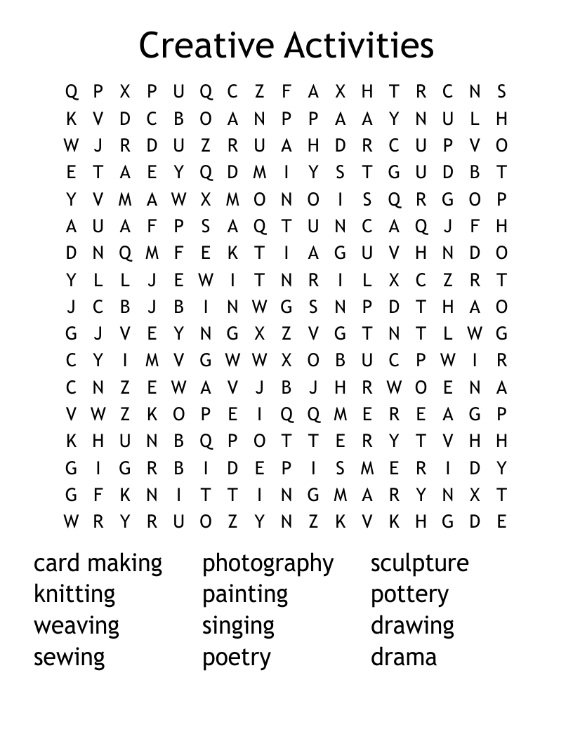 Creative Activities  Word Search