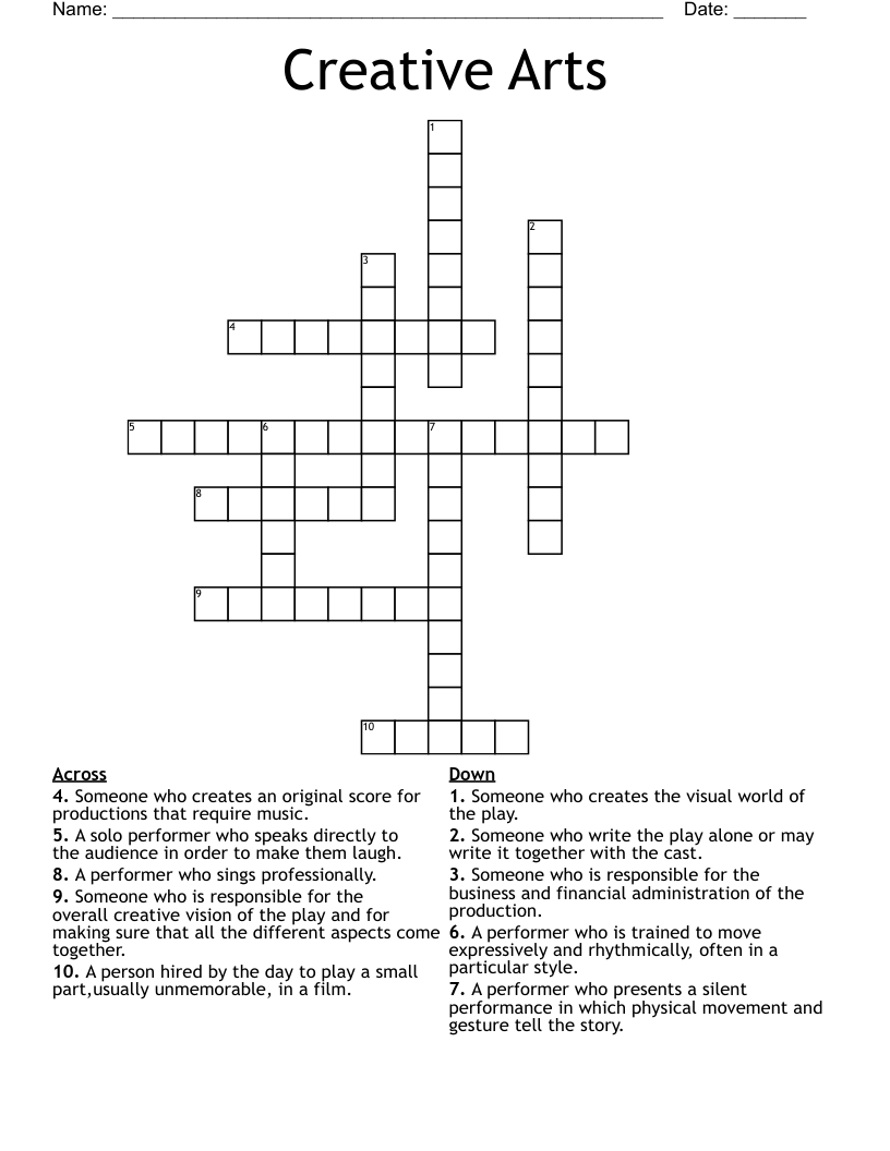 Creative Arts Crossword