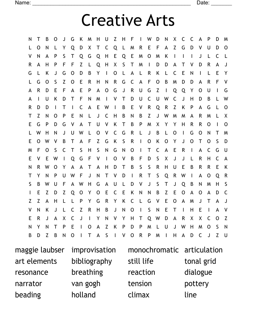Creative Arts  Word Search