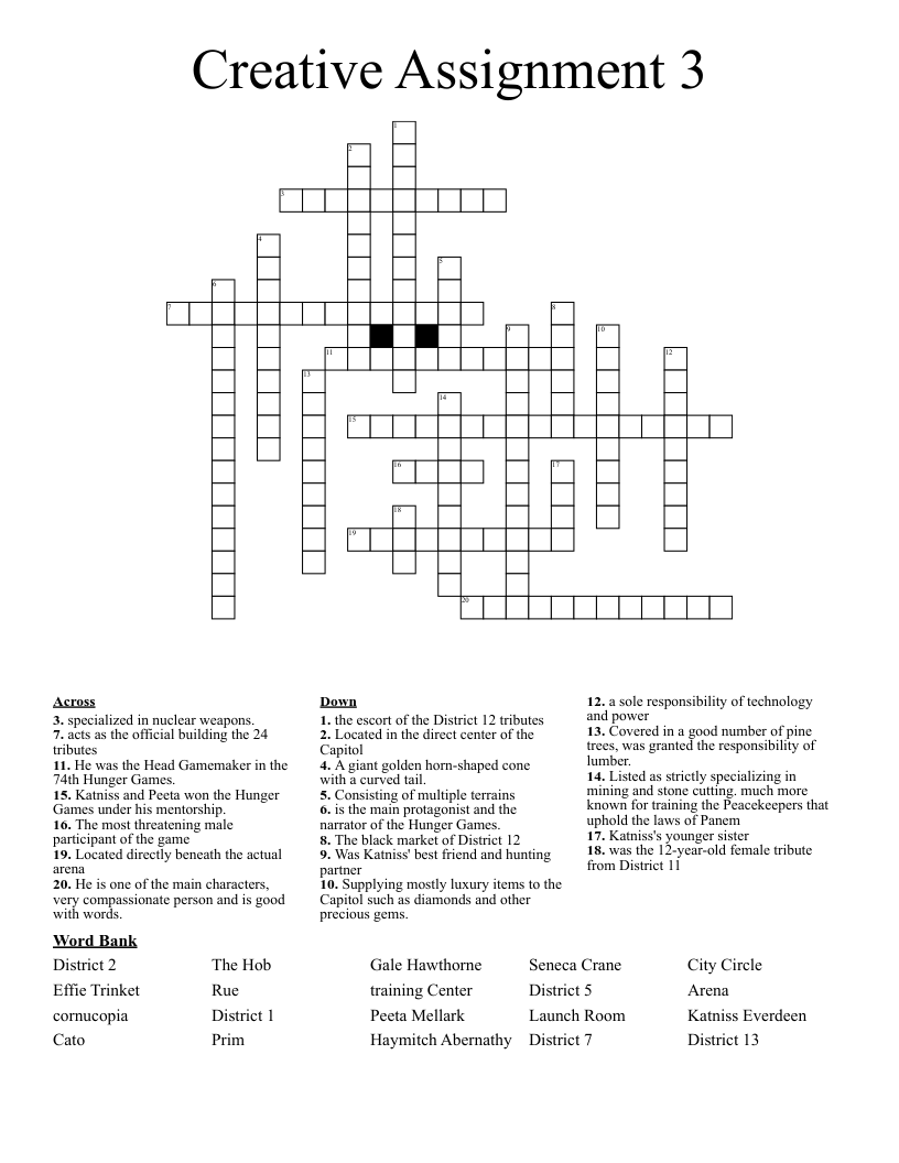 Creative Assignment 3 Crossword