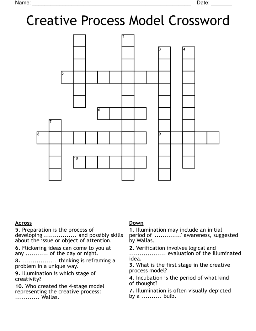 Creative Process Model Crossword