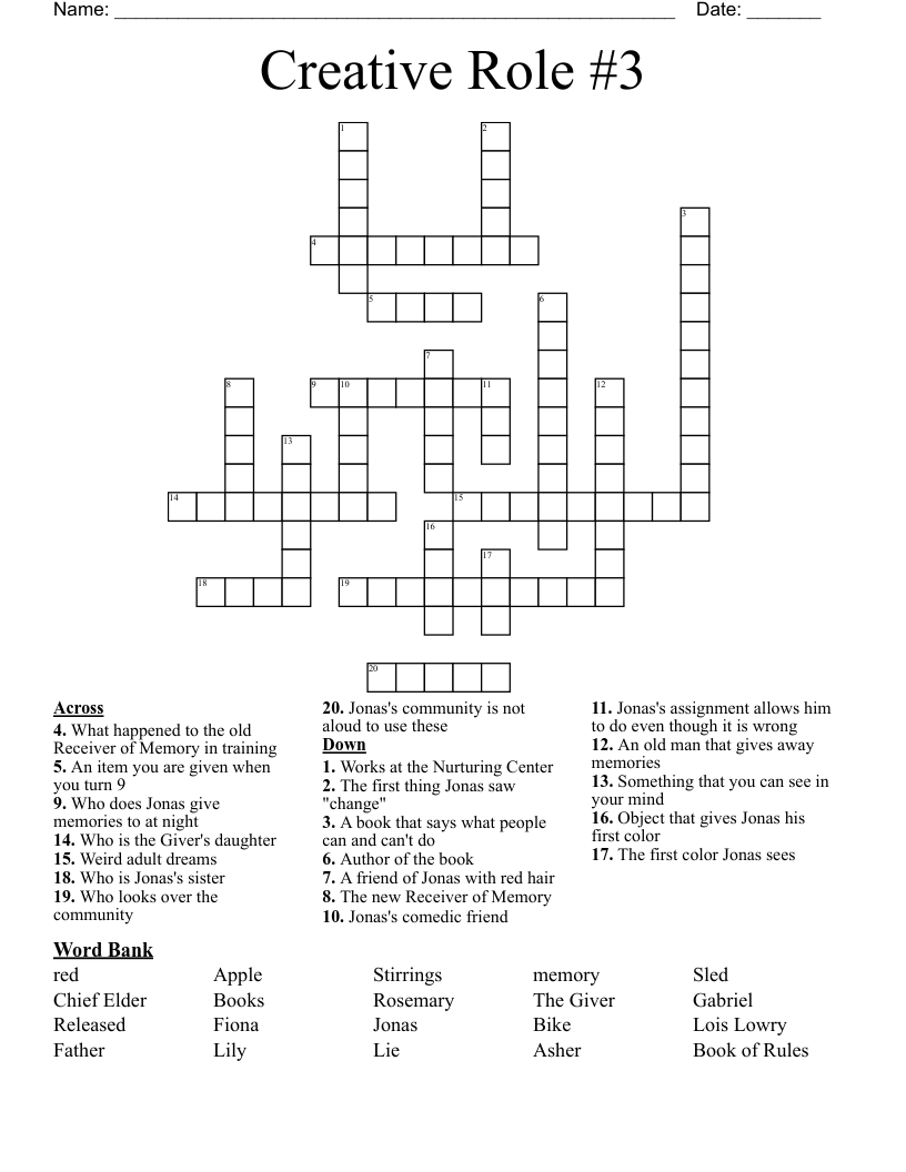 Creative Role #3 Crossword