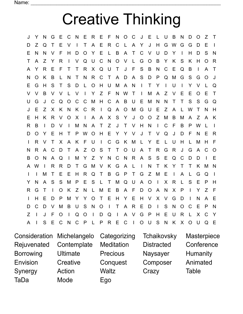 Creative Thinking Word Search