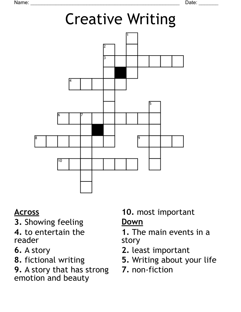 Creative Writing  Crossword